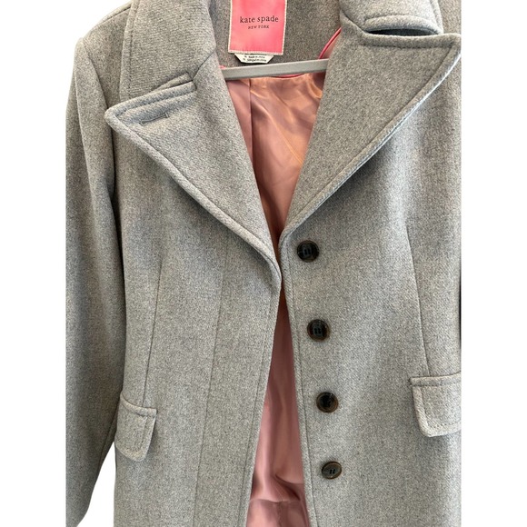 Kate Spade Wool Blend Gray Stylish Belted Coat SZ M - Picture 9 of 16